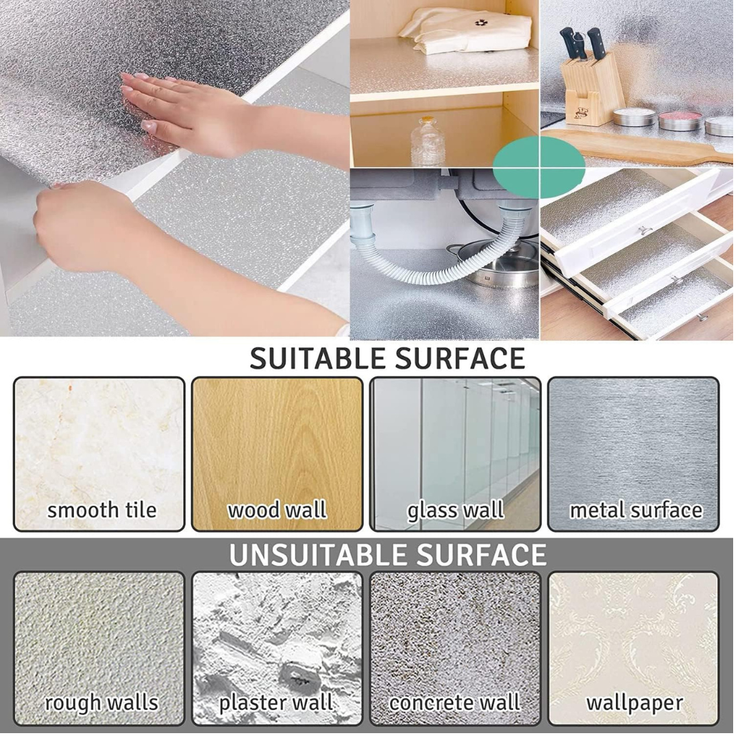 Metallic Aluminum Wallpaper Roll – Waterproof & Heat Resistant ((60×200cm))