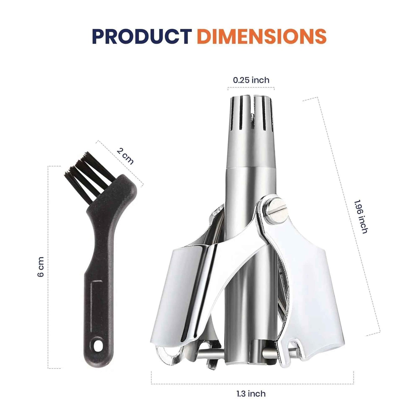 Stainless Steel Nose & Ear Hair Trimmer – Precision, Painless, Manual with Cleaning Brush