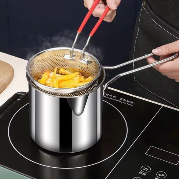 Deep Fryer Pot with Basket – 1200ML Stainless Steel