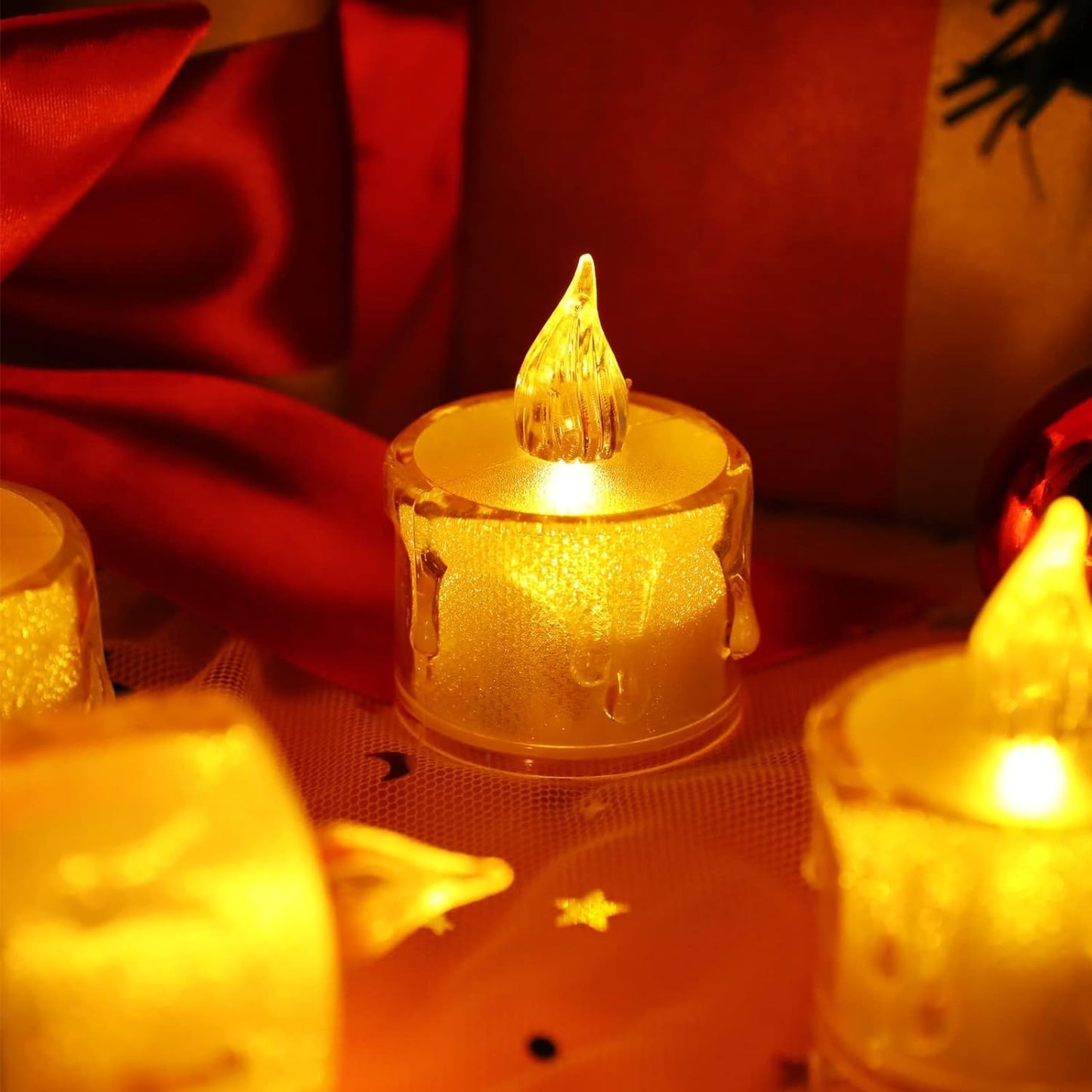 Flickering LED Flameless Tea Light Candle – Realistic Wax Drip