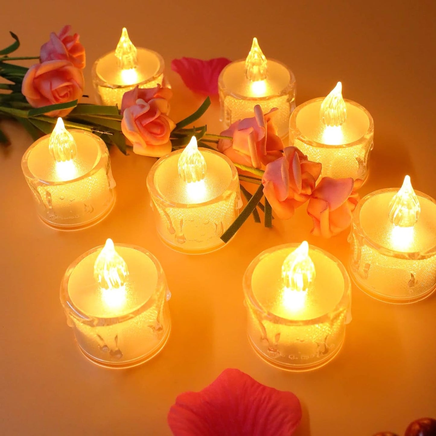 Flickering LED Flameless Tea Light Candle – Realistic Wax Drip
