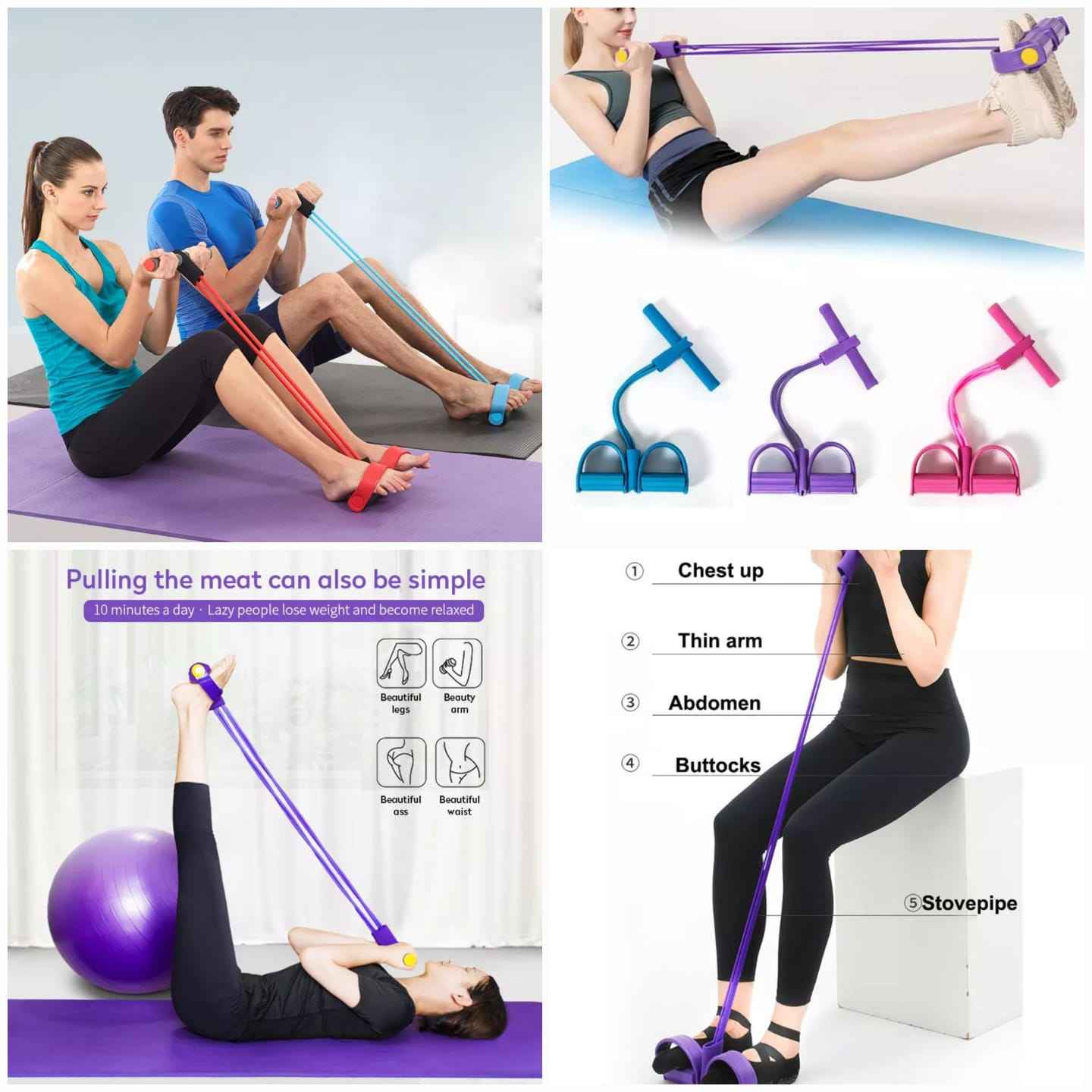 Foot Pedal Resistance Band – Elastic Sit-Up & Pull Rope for Yoga, Fitness, and Tummy Trimming