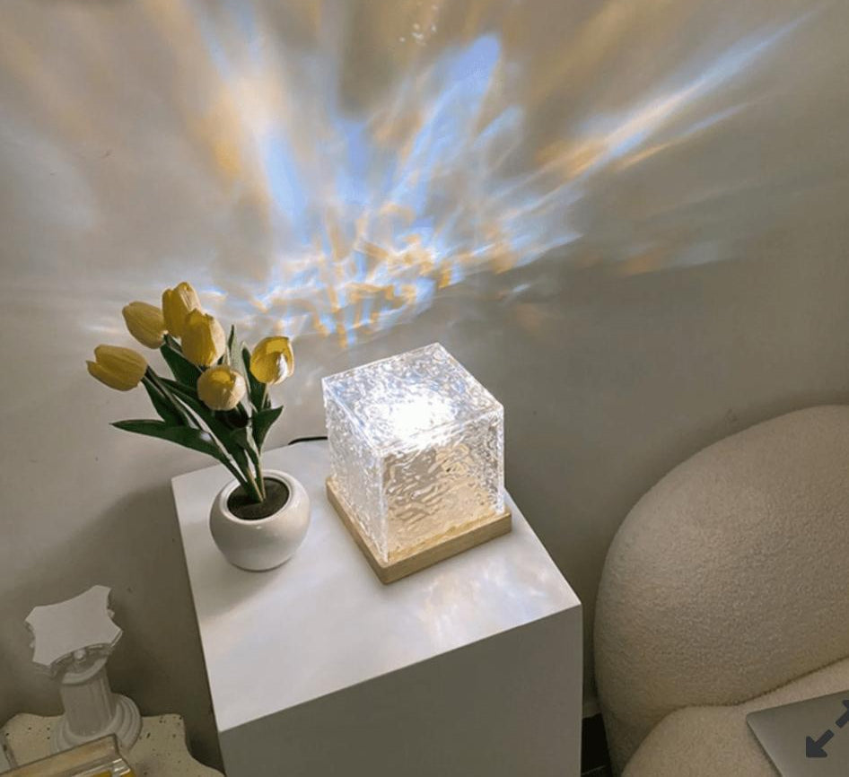 Dynamic RGB Water Pattern Lamp – Cube Ambient Light with Water Ripple Effect & Remote Control