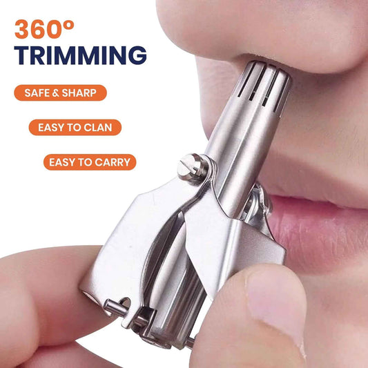 Stainless Steel Nose & Ear Hair Trimmer – Precision, Painless, Manual with Cleaning Brush