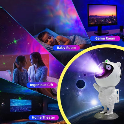 Astronaut Starry Sky Galaxy Projector – LED Nebula & Star Projector with 360° Rotating Astronaut Design