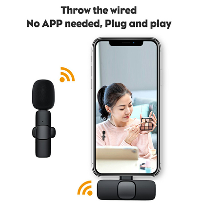K8 Wireless Lavalier Microphone – Plug-and-Play Clip-On Mic for Mobile Phones
