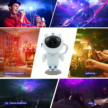 Astronaut Starry Sky Galaxy Projector – LED Nebula & Star Projector with 360° Rotating Astronaut Design
