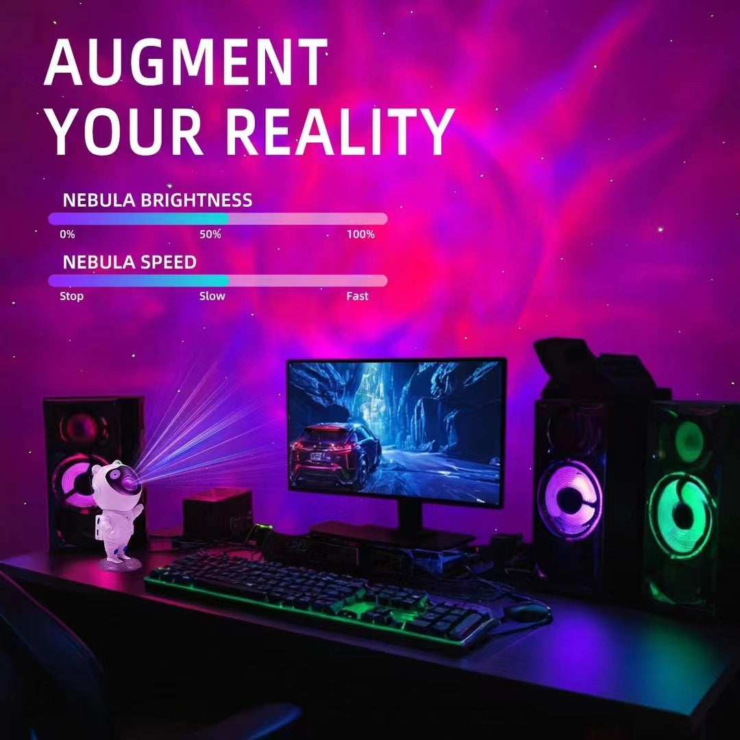 Astronaut Starry Sky Galaxy Projector – LED Nebula & Star Projector with 360° Rotating Astronaut Design