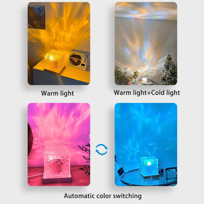 Dynamic RGB Water Pattern Lamp – Cube Ambient Light with Water Ripple Effect & Remote Control
