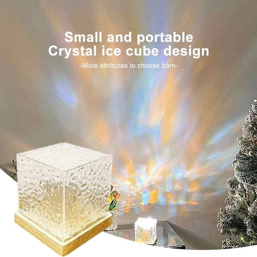 Dynamic RGB Water Pattern Lamp – Cube Ambient Light with Water Ripple Effect & Remote Control