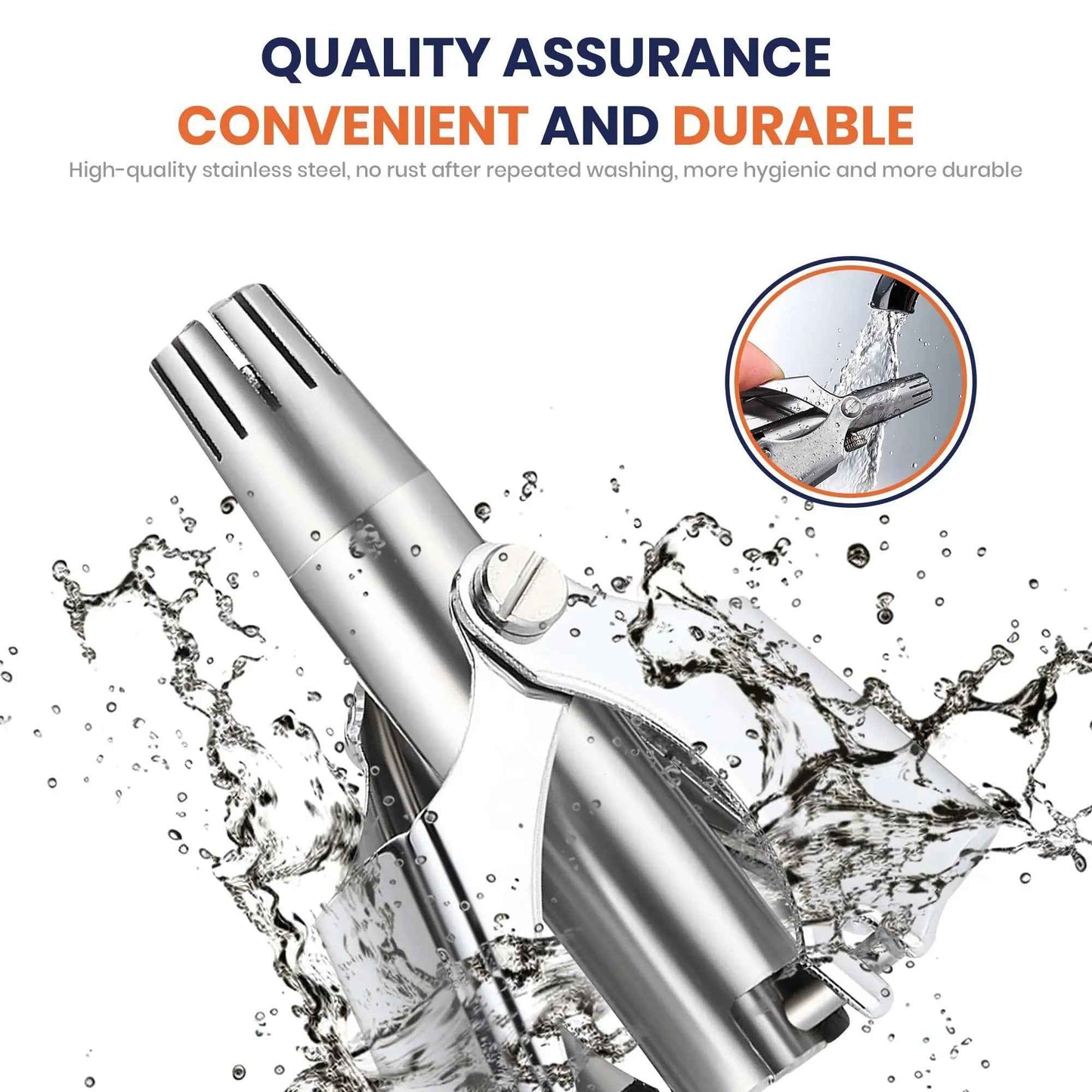 Stainless Steel Nose & Ear Hair Trimmer – Precision, Painless, Manual with Cleaning Brush