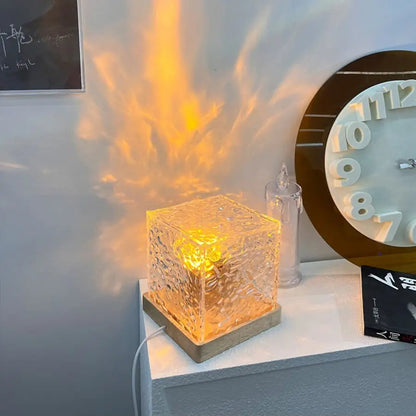 Dynamic RGB Water Pattern Lamp – Cube Ambient Light with Water Ripple Effect & Remote Control