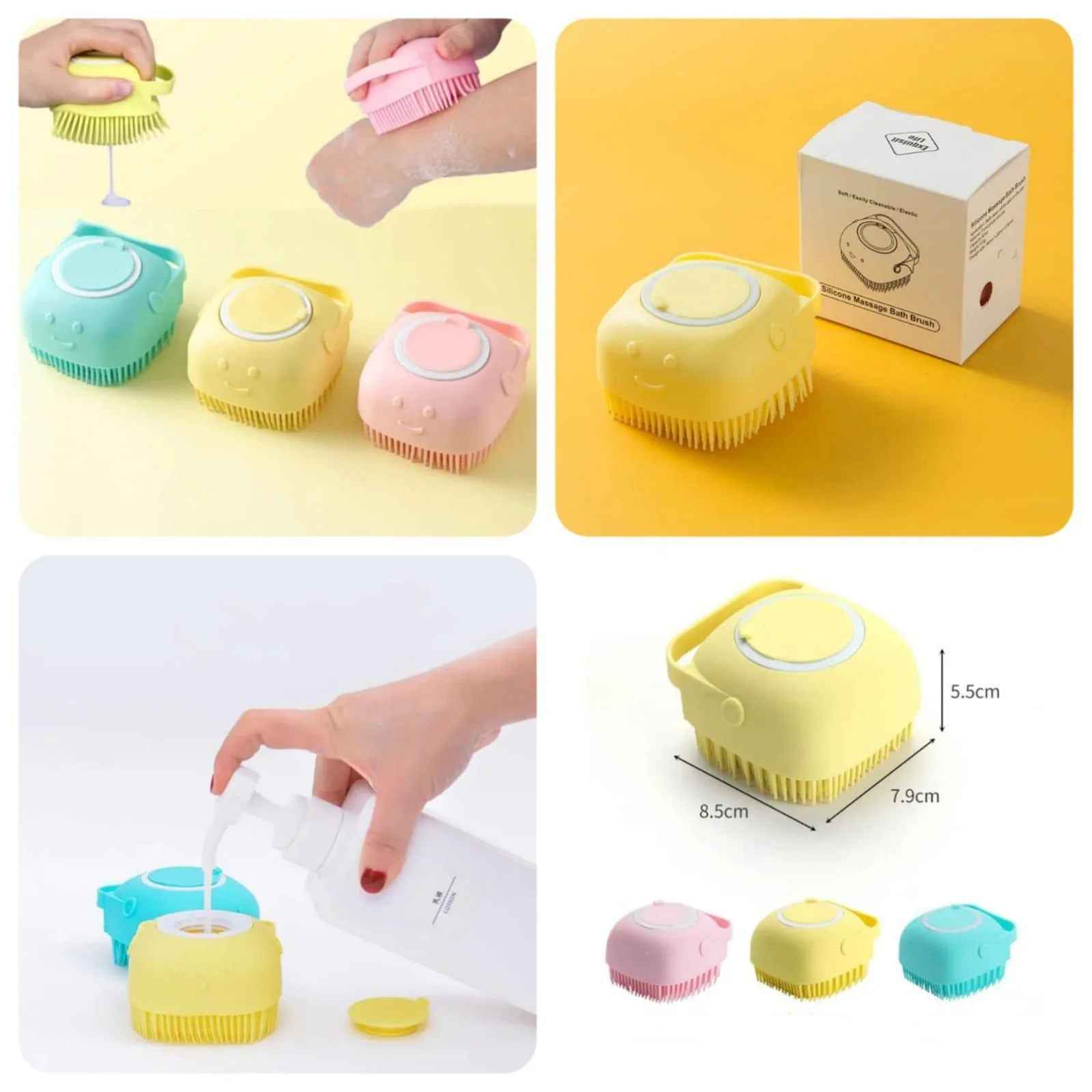 Silicone Shower Brush with Soap Dispenser – Ultra Soft Body Scrubber & Massager