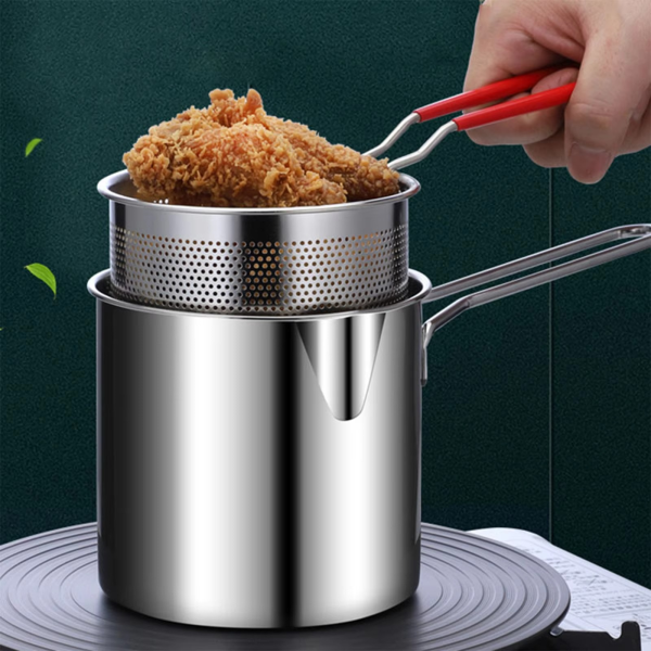 Deep Fryer Pot with Basket – 1200ML Stainless Steel