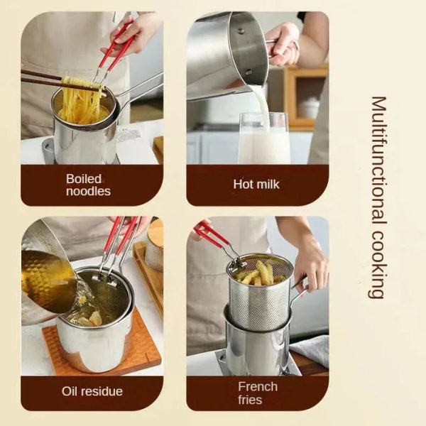 Deep Fryer Pot with Basket – 1200ML Stainless Steel