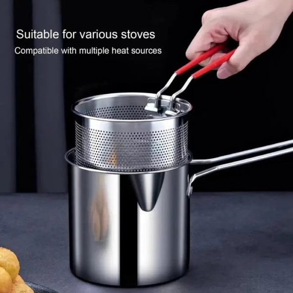 Deep Fryer Pot with Basket – 1200ML Stainless Steel